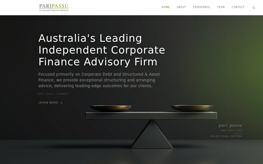 Pari Passu — Strategic finance advisory. Trusted outcomes.